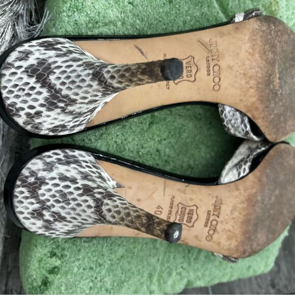 Jimmy Choo heels Lydia nat sandals Snake Skin shoes Embossed Leather Sandals Y2K - Picture 2 of 6